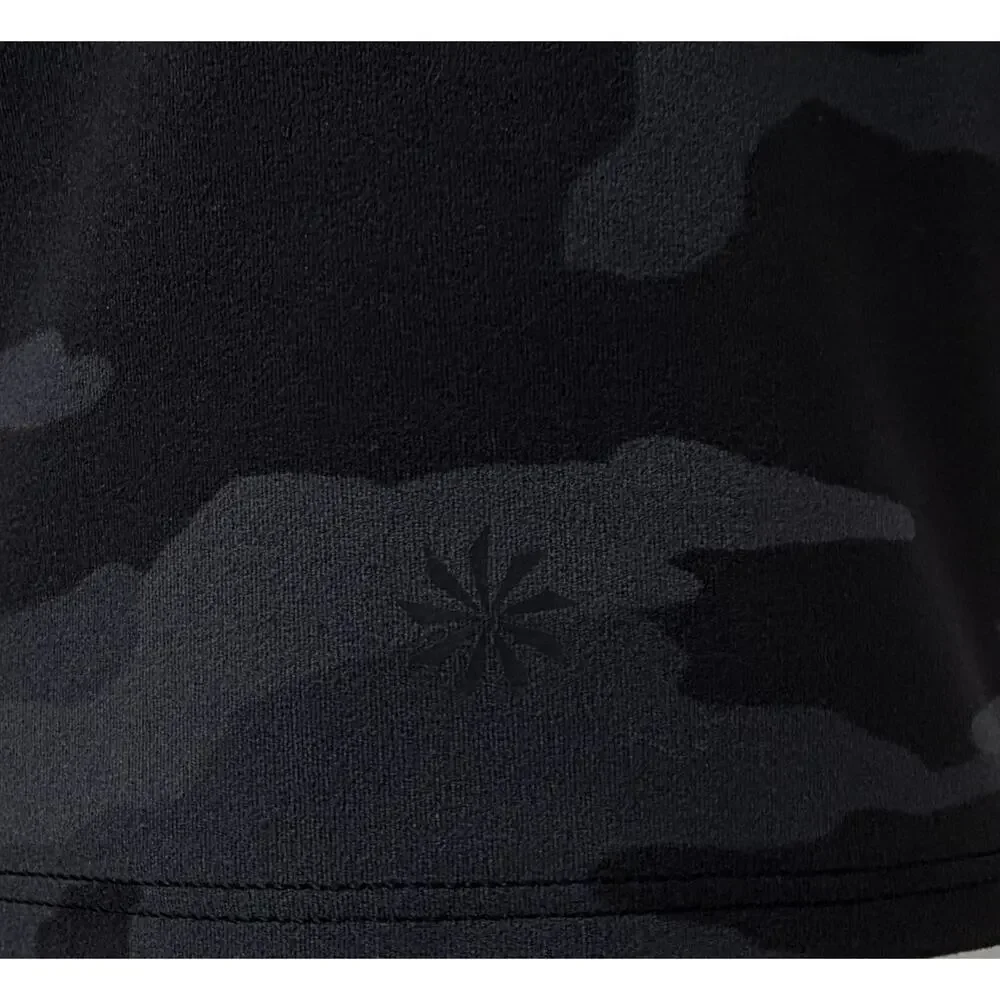 Athleta Conscious Crop Top Bra Women M Black Gray Camo Racerback Logo